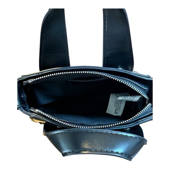 Zara‎ Mini Tote Bag Studded Faux Leather Top Handle Crossbody Black - Picture 4 of 8